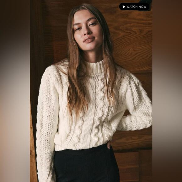 Z Supply Catya Mock Neck Cable Knit Sweater New Sandstone - Picture 2 of 5